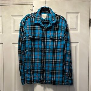 American Eagle Outfitters Turquoise and Black Plaid Shirt